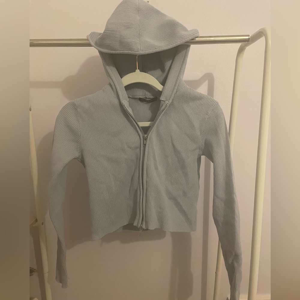 Blue Brandy Melville zip up cardigan